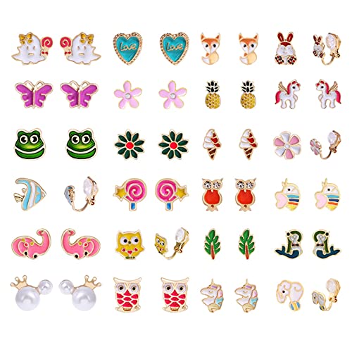 24 Paar gemischte Farben Ohrclips sortierte Tier-Ohrringe für Frauen Mädchen Clip-On-Ohrringe Schmuck Geschenk von jiingekk
