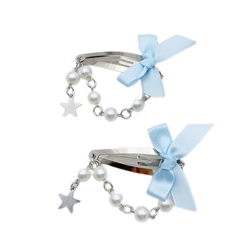 Einzigartige Kette Haarklammer Elegant Perlen auffälliger Stern Schleife Haarschmuck von jiingekk