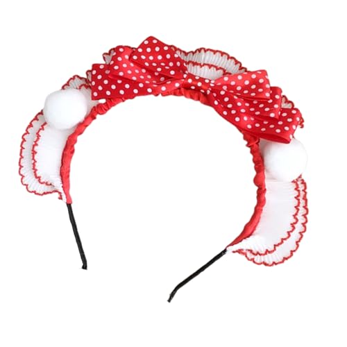 Elastisches Haarband mit roten Schleifen, Stoff-Kopfschmuck, Haardekoration, modische Kopfbedeckung für Arbeit, Event und Partys, praktisches Stoffzubehör von jiingekk