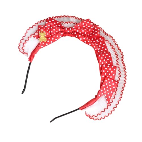 Elastisches Haarband mit roten Schleifen, Stoff-Kopfschmuck, Haardekoration, modische Kopfbedeckung für Arbeit, Event und Partys, praktisches Stoffzubehör von jiingekk