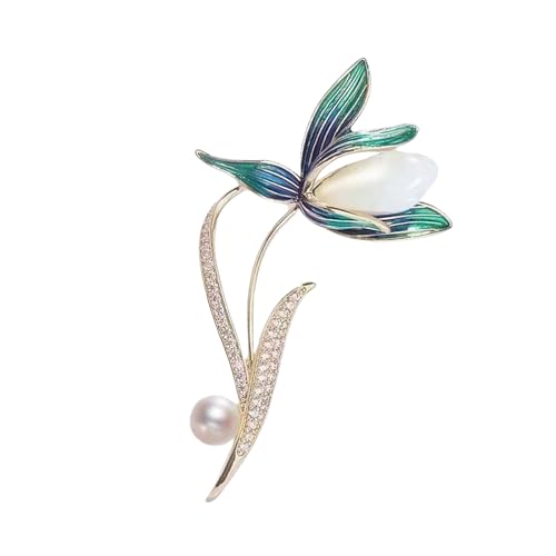 Elegante Magnolien-Brosche, raffinierte Anstecknadel, Perlen, Legierung, Textur, Kleidung, Schmuck, geeignet für Frauen, Geschenk, elegante Perlen, Blumenbrosche von jiingekk