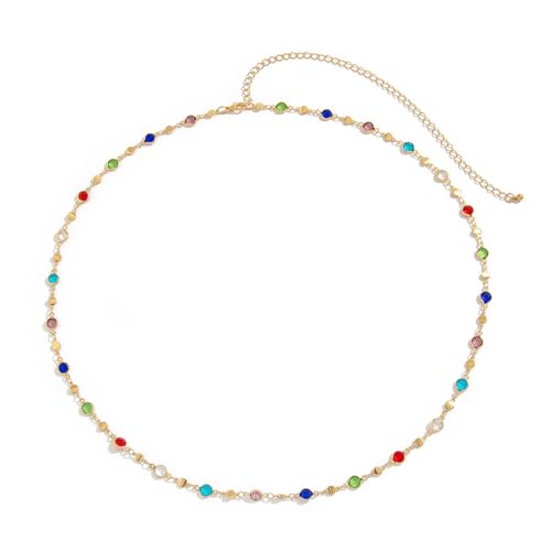 Funkelnder Regenbogen-Kristall-Taillengürtel, trendiges Körperkette, modisches Accessoire, Partys und besondere Anlässe, vielseitiger Kristall-Bauchschmuck, Einheitsgröße, Wie beschrieben, Wie von jiingekk