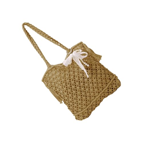 Gewebte Achseltasche für Damen, Strandtasche, modische Schultertasche, hohl, Urlaub, Stile, Achseln, für Pendler, Damen, Strand, gewebte Unterarm-Urlaubstile, modische Handtasche, Khakifarbener Gewebte Achseltasche für Damen, Strandtasche, modische Schultertasche, hohl, Urlaub, Stile, Achseln, für Pendler, Damen, Strand, gewebte Unterarm-Urlaubstile, modische Handtasche, Khakifarbener von jiingekk
