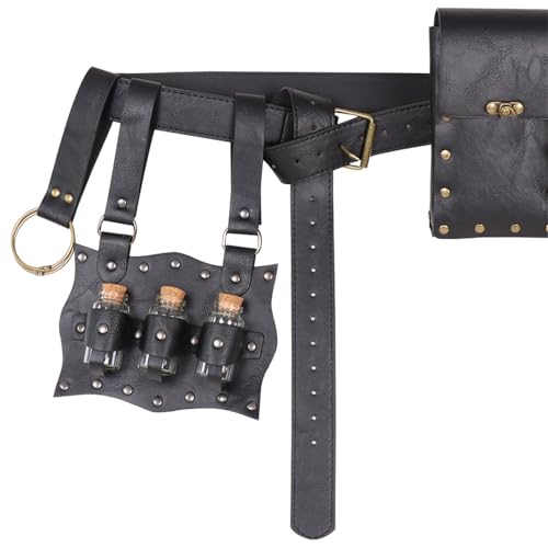 Halloween Mittelalter Ledergürtel Hüfttasche Trank Flasche Mittelalter Leder Seitentasche Zauberer Hüfttaschen Seitentasche, B Halloween Mittelalter Ledergürtel Hüfttasche Trank Flasche Mittelalter Leder Seitentasche Zauberer Hüfttaschen Seitentasche, B von jiingekk