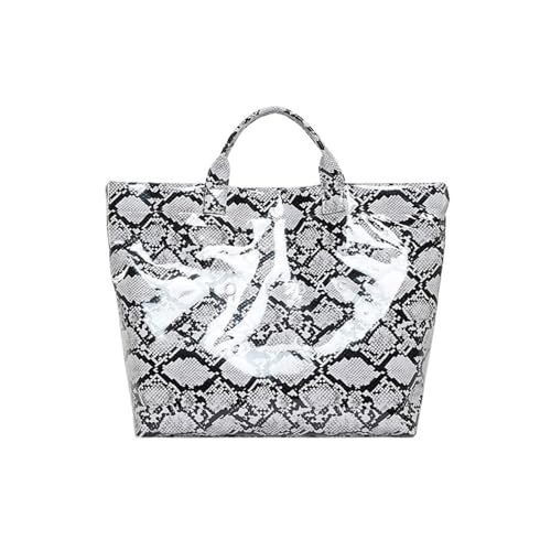 Modische PVC-Tasche mit Tiermuster für Damen, geräumige Handtasche mit Tragegriff oben, Bürotaschen für Reisen und den täglichen Gebrauch, Pendler, weiß, One Size Modische PVC-Tasche mit Tiermuster für Damen, geräumige Handtasche mit Tragegriff oben, Bürotaschen für Reisen und den täglichen Gebrauch, Pendler, weiß, One Size von jiingekk