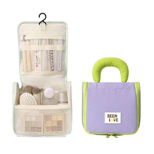 Reise-Kulturbeutel mit Haken zum Aufhängen, Make-up-Tasche mit großem Komparment, Reisezubehör für Damen und Herren, Geschenk, Kosmetiktasche, a, Mass Beauty Reise-Kulturbeutel mit Haken zum Aufhängen, Make-up-Tasche mit großem Komparment, Reisezubehör für Damen und Herren, Geschenk, Kosmetiktasche, a, Mass Beauty von jiingekk