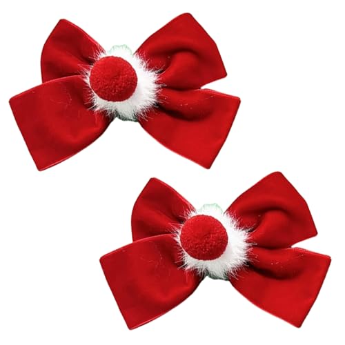 Stilvolle Haarspangen mit Pompons, süße Haarspange, Neujahrs-Schleife, Haarspange, Weihnachten für Frauen und Mädchen von jiingekk