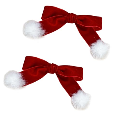Stilvolle Haarspangen mit Pompons, süße Haarspange, Neujahrs-Schleife, Haarspange, Weihnachten für Frauen und Mädchen von jiingekk