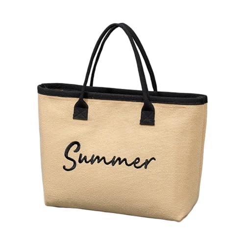 jiingekk Einkaufstasche mit großem Fassungsvermögen, Tragegriff oben, Buchstabenstickerei, Strandmode, Handtasche, alltagstauglich, für Reisen, modischer Tragegriff für Damen, Buchstabenstickerei jiingekk Einkaufstasche mit großem Fassungsvermögen, Tragegriff oben, Buchstabenstickerei, Strandmode, Handtasche, alltagstauglich, für Reisen, modischer Tragegriff für Damen, Buchstabenstickerei von jiingekk