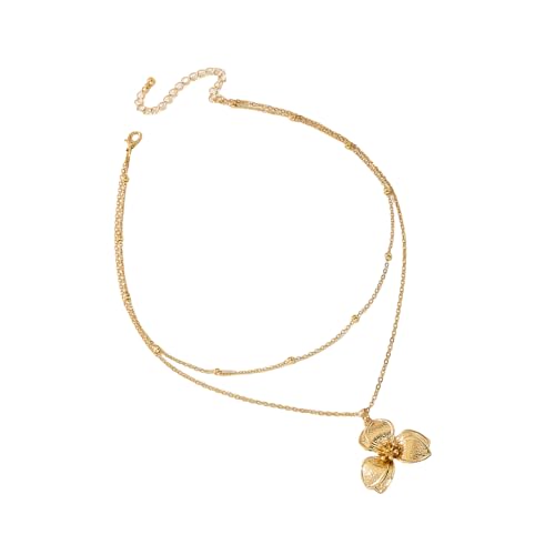 jiingekk Elegante, gefaltete Blumen-Charm-Halskette, anpassbare Kettenlänge, stilvolle Legierung, tägliches Tragen, Schlüsselbeinkette, Zubehör, mehrfarbig, verstellbare Halskette, Einheitsgröße, Wie von jiingekk