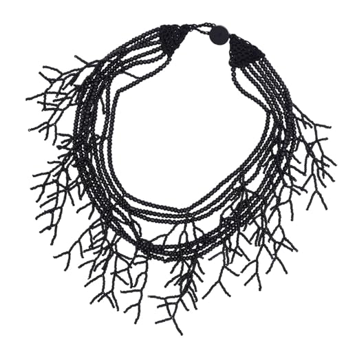jiingekk Handgefertigte mehrschichtige Reisperlen-Halskette, Choker-Halskette, Schmuck für Frauen, hautfreundliches Kleid, Halsband, Schmuck, Einheitsgröße von jiingekk