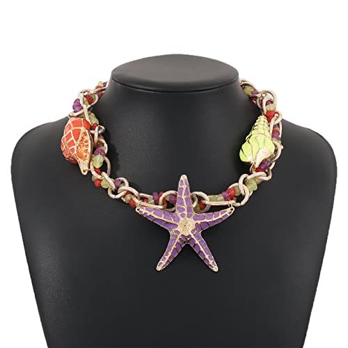 jiingekk Modische Retro-Legierung, Tropfen-Öl-Conch, übertriebene Perlen-Halskette, Choker, Mädchen, trendiger Schmuck, Choker-Halsketten für Mädchen und Frauen mit Charm, Gothic-Halskette für Frauen von jiingekk