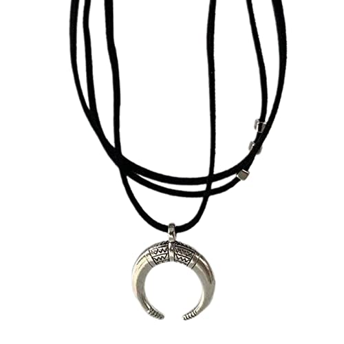 jiingekk Modischer Mondhorn-Anhänger, mehrlagig, verstellbar, Schlüsselbeinkette, Choker, Schmuck, für Damen und Mädchen, Mondhorn-Anhänger, einzigartig von jiingekk