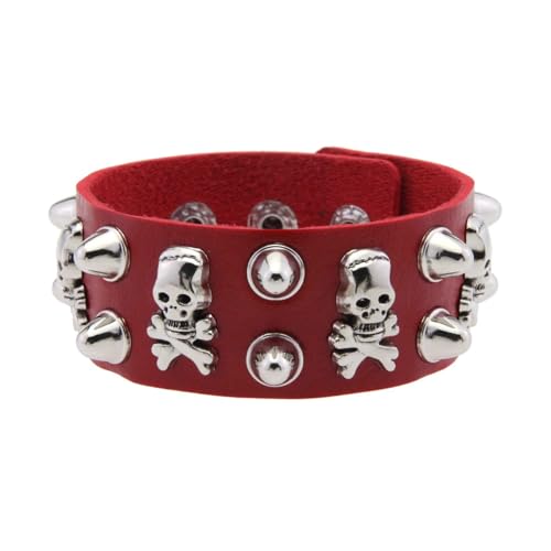 jiingekk Punk Gothic breites Leder mit Totenkopf-Nieten, Designs für Männer und Frauen, alternativer Stil, Schmuckzubehör, Gothic-Punk-Schmuck für Männer, Einheitsgröße, Wie beschrieben jiingekk Punk Gothic breites Leder mit Totenkopf-Nieten, Designs für Männer und Frauen, alternativer Stil, Schmuckzubehör, Gothic-Punk-Schmuck für Männer, Einheitsgröße, Wie beschrieben von jiingekk