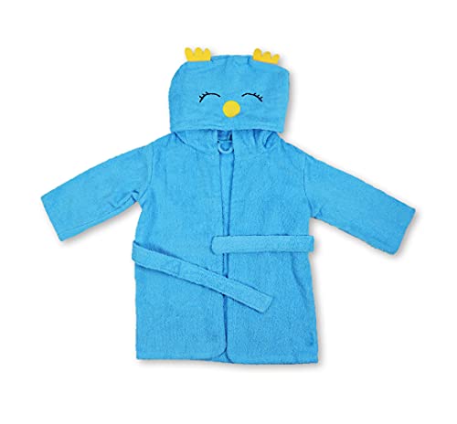 jilda-tex Kinder-Bademantel Badeponcho „Happy“ Tiermotiv mit Kapuze One Size 2-3 Jahre verschiedene Designs (Happy Birdy Blue) von jilda-tex