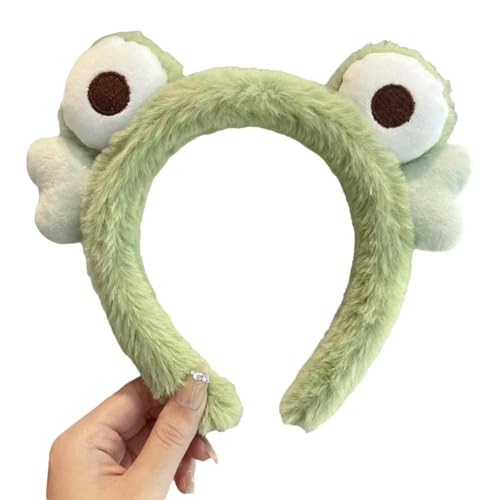 Niedliches Frosch-Stirnband, lustiges Haarband, elastische Stirnbänder zum Waschen des Gesichts, Plüsch, Dusche, Make-up, Stirnband, Gesichtspflege von jileijar