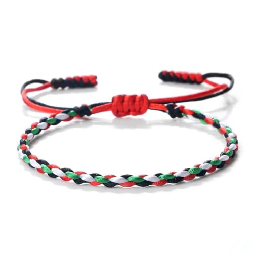 jileijar Geflochtenes Armband mit Palästina-Flagge, Palästinensische Flagge, rot, grün, schwarz, weiß, Seil, handgefertigt, gewebt, verstellbar, palästinensische Flagge, Armband für Damen und Herren, von jileijar