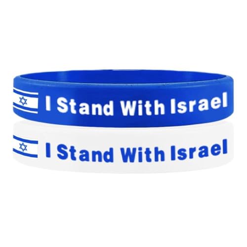 jileijar Israel-Flaggen-Armbänder, 2 Stück, "I Stand With Israel Bracelet", Silikon-Armbänder, Schmuck mit Frauen, Israel-Ständer I für Herren von jileijar