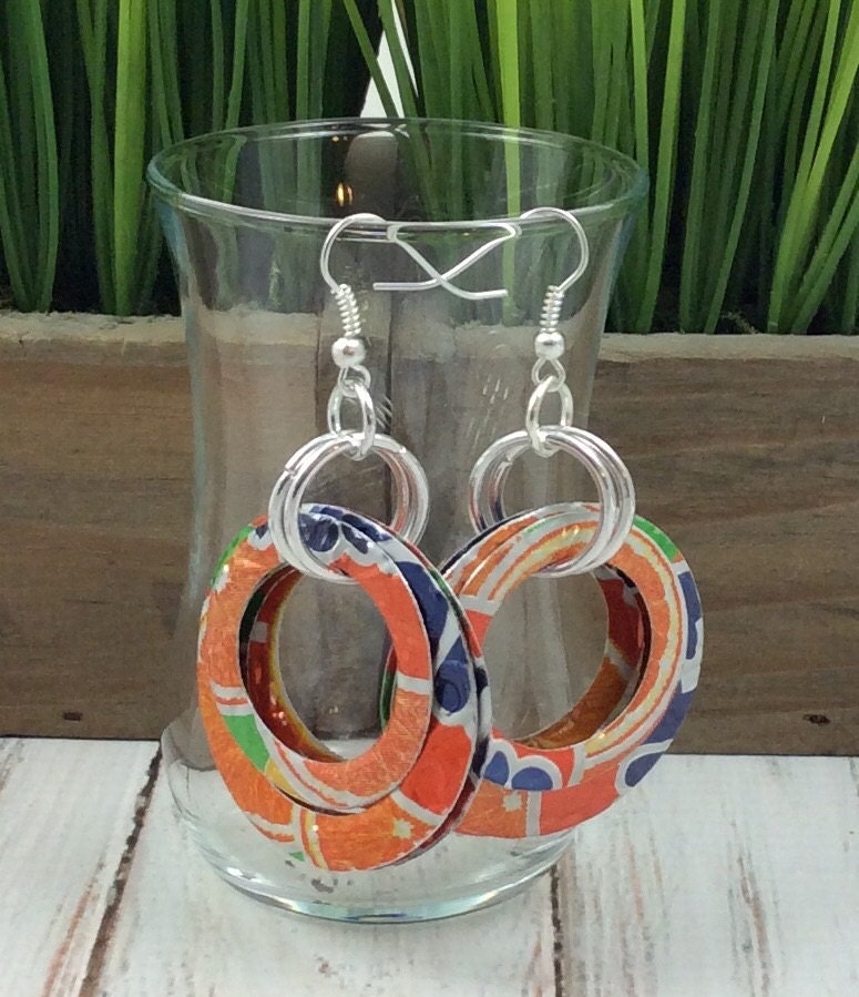 Kreis Ohrringe. Doppelt. Geprägt. Recycled Soda Can Art. Fantasie Kreis Ohrringe. Doppelt. Geprägt. Recycled Soda Can Art. Fantasie von jillmccp