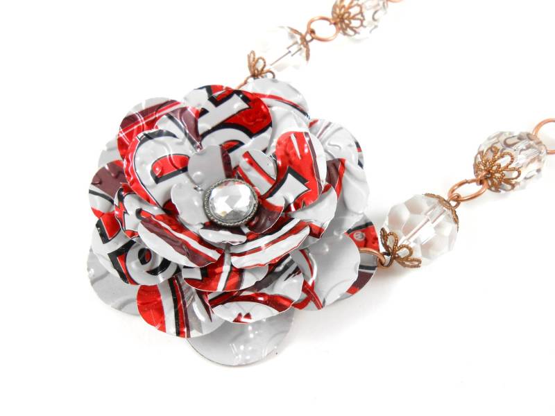 Pepper Rose Und Kristall-Halskette. Recycled Soda Can Art. Diät Dr Pepper Rose Und Kristall-Halskette. Recycled Soda Can Art. Diät Dr von jillmccp