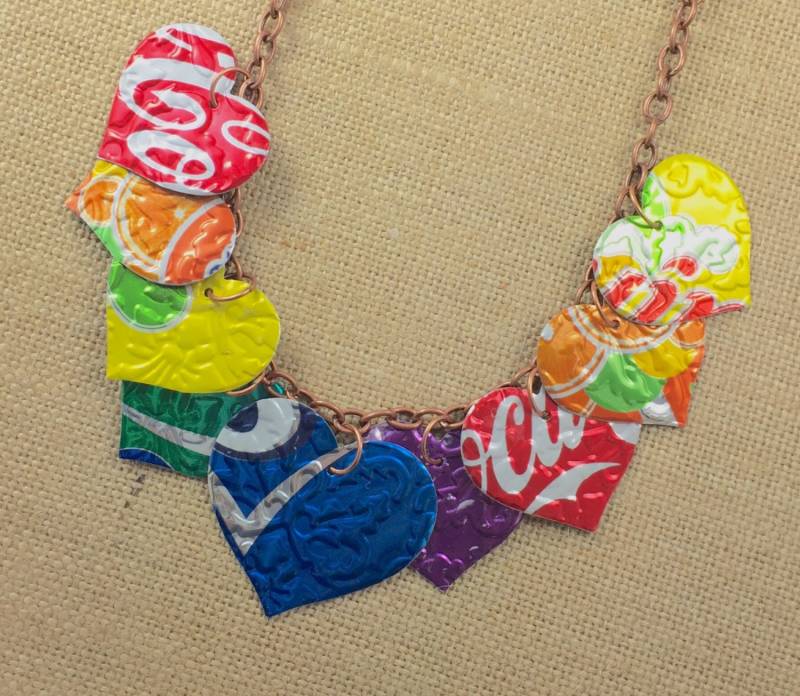 Regenbogen 9 Herz Halskette Recycled Soda Can Art. Doppelt Und Geprägt. Coca Cola Regenbogen 9 Herz Halskette Recycled Soda Can Art. Doppelt Und Geprägt. Coca Cola von jillmccp