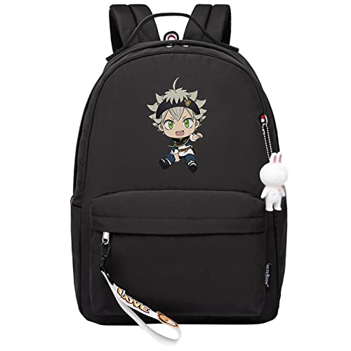 Black Clover Rucksack Anime Asta Print Kleiner Anhänger Reißverschluss Reiserucksack Niedliche Cartoon Student Tasche für Jungen Mädchen von jiminhope