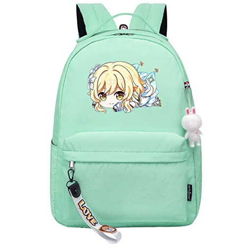 Genshin Impact Rucksack Anime Hu Tao Print Kleiner Anhänger Reißverschluss Reiserucksack Niedliche Cartoon Student Tasche für Jungen Mädchen von jiminhope