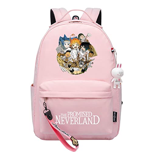 The Promised Neverland Rucksack Anime Pochita Print Kleiner Anhänger Reißverschluss Reiserucksack Niedliche Cartoon Student Tasche für Jungen Mädchen von jiminhope