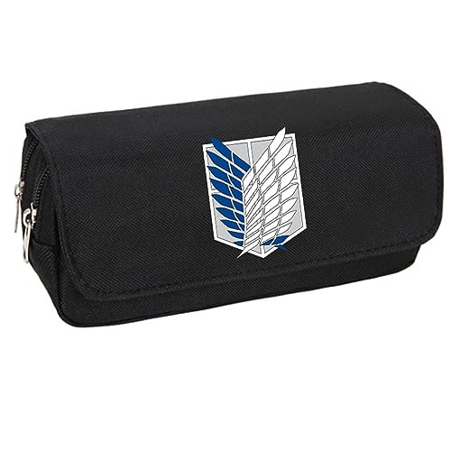 jiminhope Anime Attack on Titan Wings Printed Bag Pencil Case Großes Fassungsvermögen Bleistiftetui Schreibwaren Stift Tasche für Teenager von jiminhope