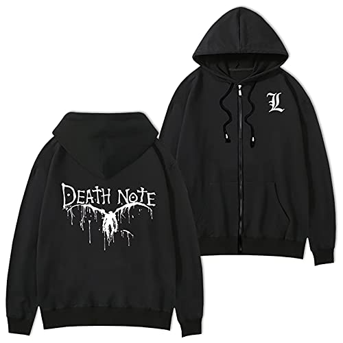 jiminhope Anime Death Note Hoodie L Lawliet Hoodie Pullover Unisex Lange Ärmel The Shinigami Ryuk Hoodie mit Reißverschluss für Death Note Fans von jiminhope