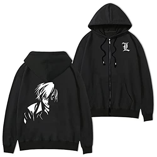 jiminhope Anime Death Note Hoodie L Lawliet Hoodie Pullover Unisex Lange Ärmel The Shinigami Ryuk Hoodie mit Reißverschluss für Death Note Fans von jiminhope