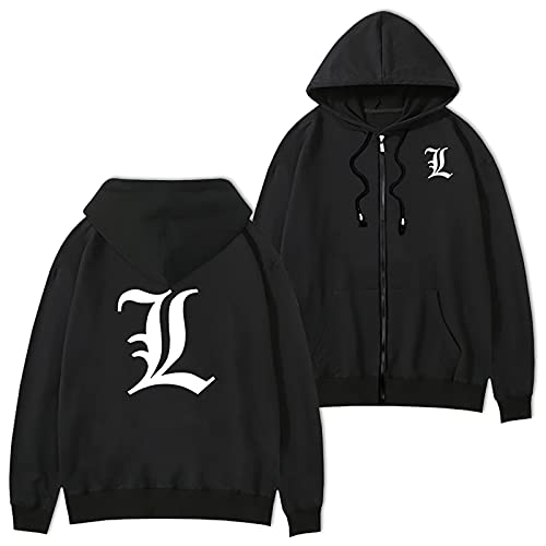 jiminhope Anime Death Note Hoodie L Lawliet Hoodie Pullover Unisex Lange Ärmel The Shinigami Ryuk Hoodie mit Reißverschluss für Death Note Fans von jiminhope