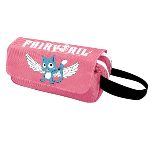 jiminhope Anime Fairy Tail Happy Pencil Case Natsu Dragneel Erza Scarlet Großes Fassungsvermögen Federmäppchen Tasche mit Reißverschluss von jiminhope