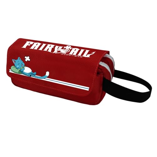 jiminhope Anime Fairy Tail Happy Pencil Case Natsu Dragneel Erza Scarlet Großes Fassungsvermögen Federmäppchen Tasche mit Reißverschluss von jiminhope