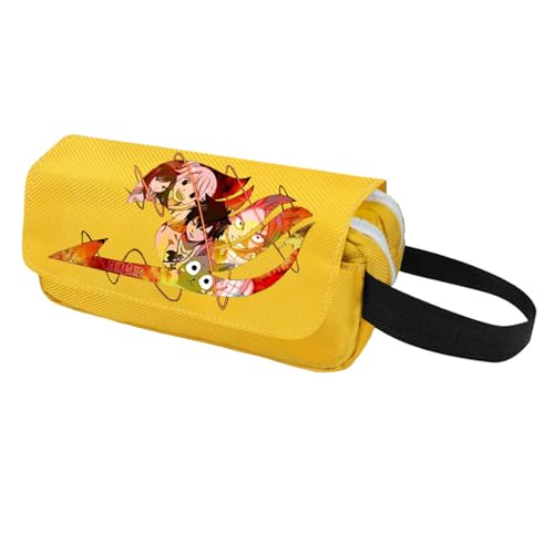 jiminhope Anime Fairy Tail Happy Pencil Case Natsu Dragneel Erza Scarlet Großes Fassungsvermögen Federmäppchen Tasche mit Reißverschluss von jiminhope