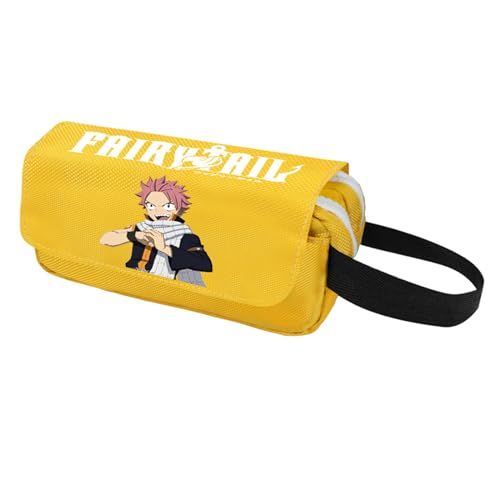 jiminhope Anime Fairy Tail Happy Pencil Case Natsu Dragneel Erza Scarlet Großes Fassungsvermögen Federmäppchen Tasche mit Reißverschluss von jiminhope