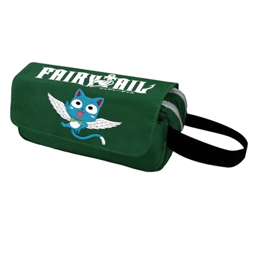 jiminhope Anime Fairy Tail Happy Pencil Case Natsu Dragneel Erza Scarlet Großes Fassungsvermögen Federmäppchen Tasche mit Reißverschluss von jiminhope