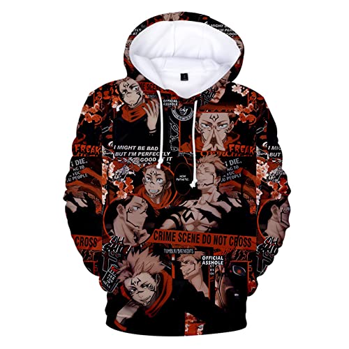 jiminhope Anime Jujutsu Kaisen 3D Kapuzenpullover Gojo Satoru Pullover Itadori Yuji Langarm Sweatshirt Ryomen Sukuna Hoodie mit Känguru-Tasche von jiminhope