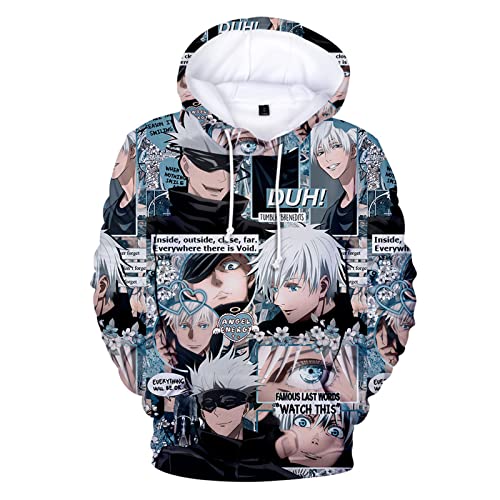 jiminhope Anime Jujutsu Kaisen 3D Kapuzenpullover Gojo Satoru Pullover Itadori Yuji Langarm Sweatshirt Ryomen Sukuna Hoodie mit Känguru-Tasche von jiminhope