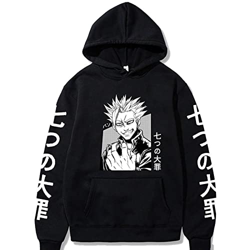 jiminhope Anime The Seven Deadly Sins Kapuzenpullover Ban Pullover Unisex Langarm Sweatshirt Fox's Sin of Greed Hoodie mit Känguru-Tasche von jiminhope