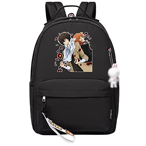 jiminhope Bungo Stray Dogs Rucksack Anime Pochita Print Kleiner Anhänger Reißverschluss Reiserucksack Niedliche Cartoon Student Tasche für Jungen Mädchen von jiminhope