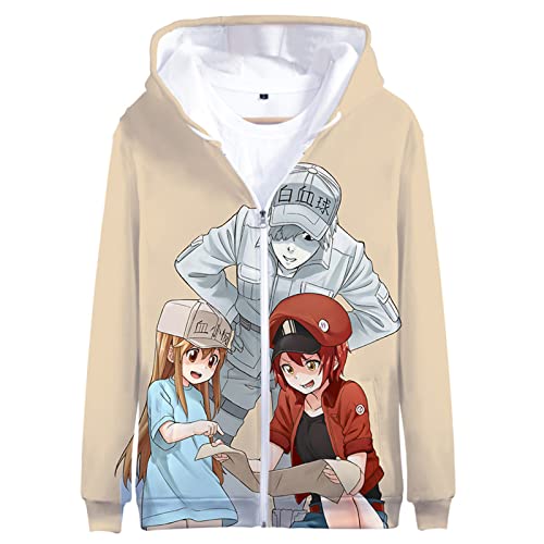 jiminhope Cells at Work Mantel Männer und Frauen Bedruckter Langärmeliger Kapuzenpullover Mit Reißverschluss Anime Hakkekkyuu Cosplay Kostüm von jiminhope