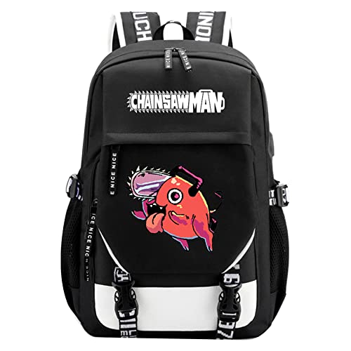 jiminhope Chainsaw Man Rucksack Studentenrucksack Anime Pochita Denji Makima Power Rucksack Unisex Schultasche Computer Taschen Reise Rucksack von jiminhope