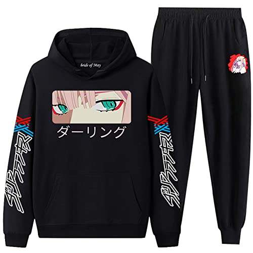 jiminhope Darling In The Franxx Bedruckter Kapuzenpullover und Lounge Sweatpants Anzüge Männer und Frauen 2 Stück Sets Anime Zero Two Cosplay Kostüm von jiminhope