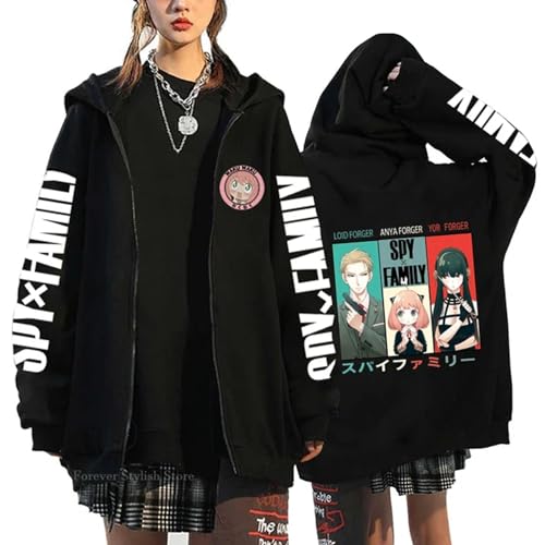 jiminhope Spy x Family Kapuzenpullis Anya Forger Cosplay Kostüm Casual Reißverschluss Sweatshirt Anya Forger Cardigan Jacke für Anime-Fans von jiminhope