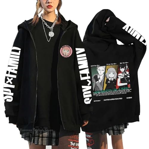 jiminhope Spy x Family Kapuzenpullis Anya Forger Cosplay Kostüm Casual Reißverschluss Sweatshirt Anya Forger Cardigan Jacke für Anime-Fans von jiminhope