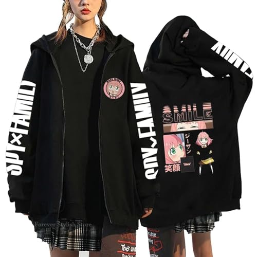 jiminhope Spy x Family Kapuzenpullis Anya Forger Cosplay Kostüm Casual Reißverschluss Sweatshirt Anya Forger Cardigan Jacke für Anime-Fans von jiminhope