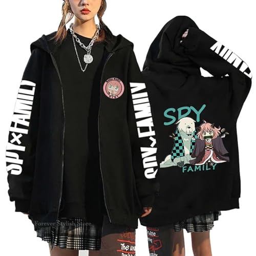 jiminhope Spy x Family Kapuzenpullis Anya Forger Cosplay Kostüm Casual Reißverschluss Sweatshirt Anya Forger Cardigan Jacke für Anime-Fans von jiminhope
