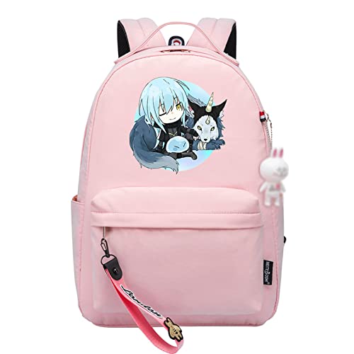jiminhope That Time I Got Reincarnated as a Slime Rucksack Anime Rimuru Tempest Print Kleiner Anhänger Reißverschluss Reiserucksack Niedliche Cartoon Student Tasche für Jungen Mädchen von jiminhope