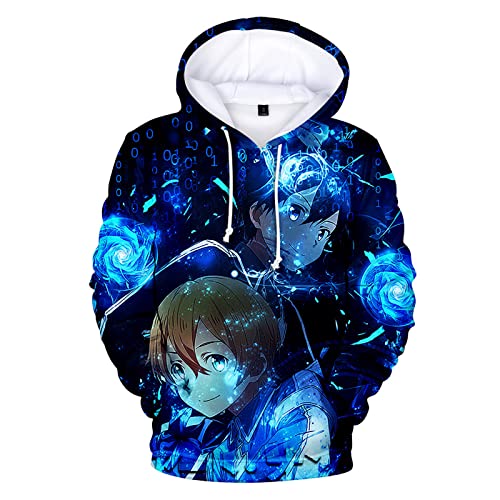 jiminhope Unisex Sword Art Online Hoodie Anime Kirigaya Kazuto Cartoon Cosplay Langarm Pullover Yuuki Asuna Charakter Gedruckter Kausaler Pullover von jiminhope